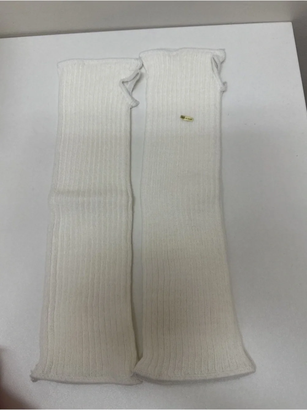 Cream Ribbed Knit Arm Warmers